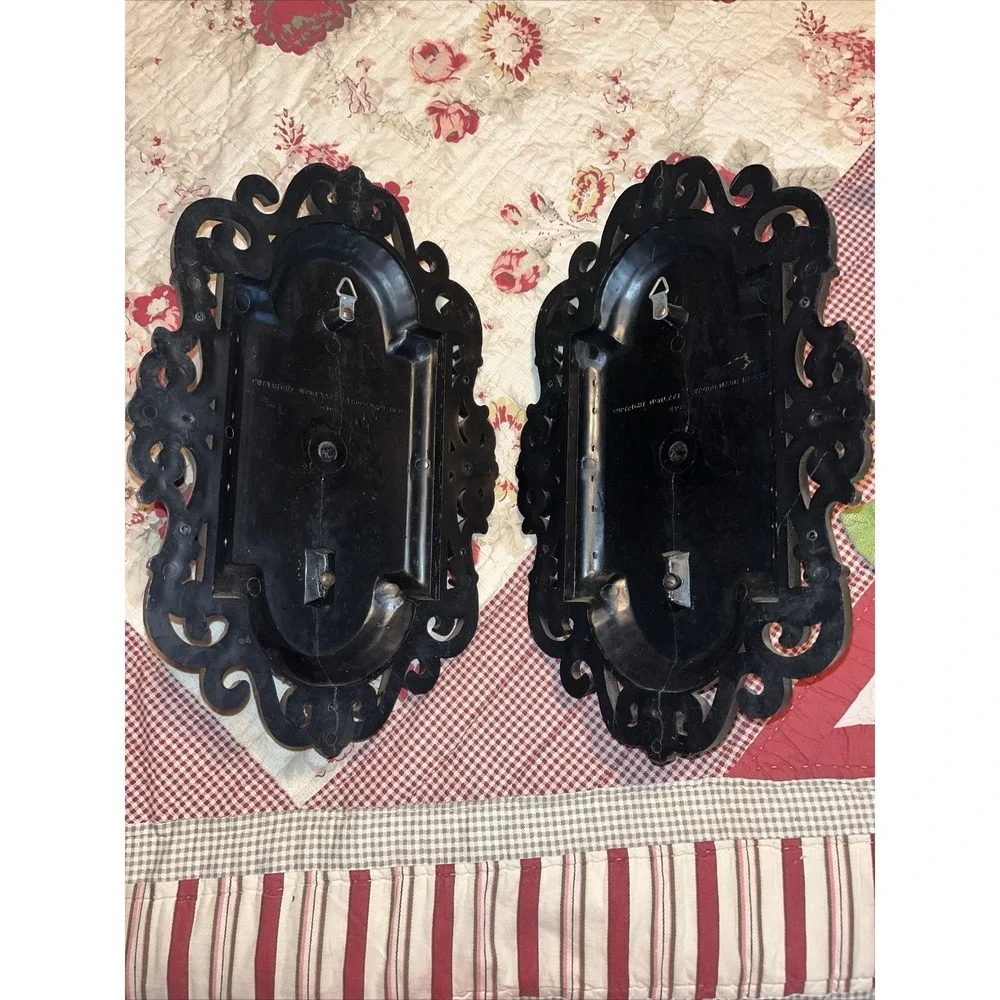 MCM Wall Sconce Candle Holders Faux ‎ Wood Faux Metal Syroco LXXI (1971) Gothic
